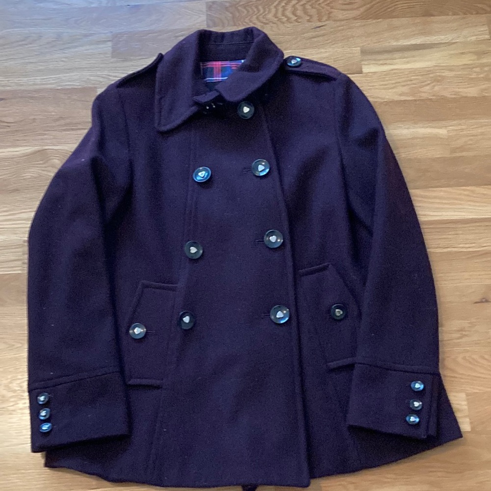 NEVER WORN! AUTHENTIC Betsey Johnson maroon color Wool peacoat w/ silk lining